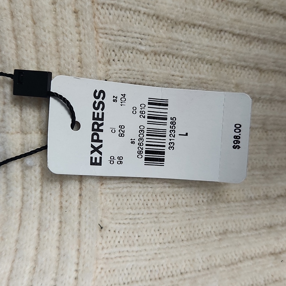 Express ribbed crop sweater cardigan women's Large oat NWT - Picture 4 of 8